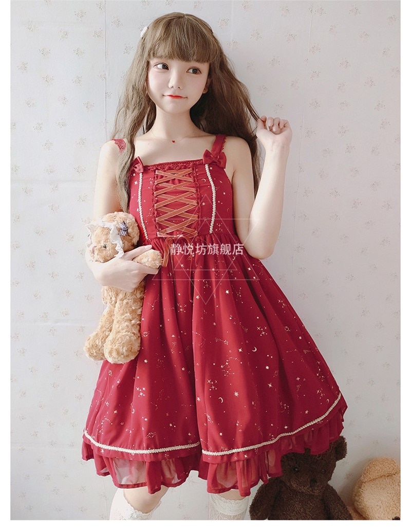  Ƽ Ƽ  θŸ 巹 Ƽ ̽ bowknot ش   ϴ 丮 巹 kawaii ҳ  θŸ jsk cos